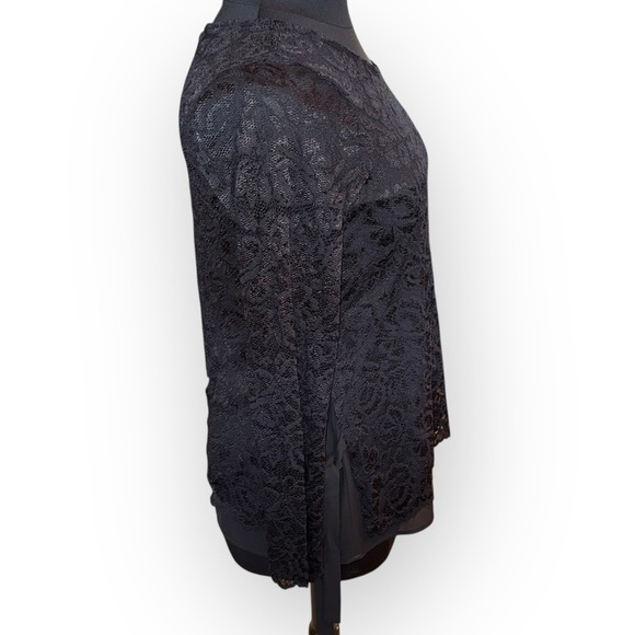 NWT KAREN KANE Black Long Sleeve Floral Lace Blouse - Large - Picture 5 of 17